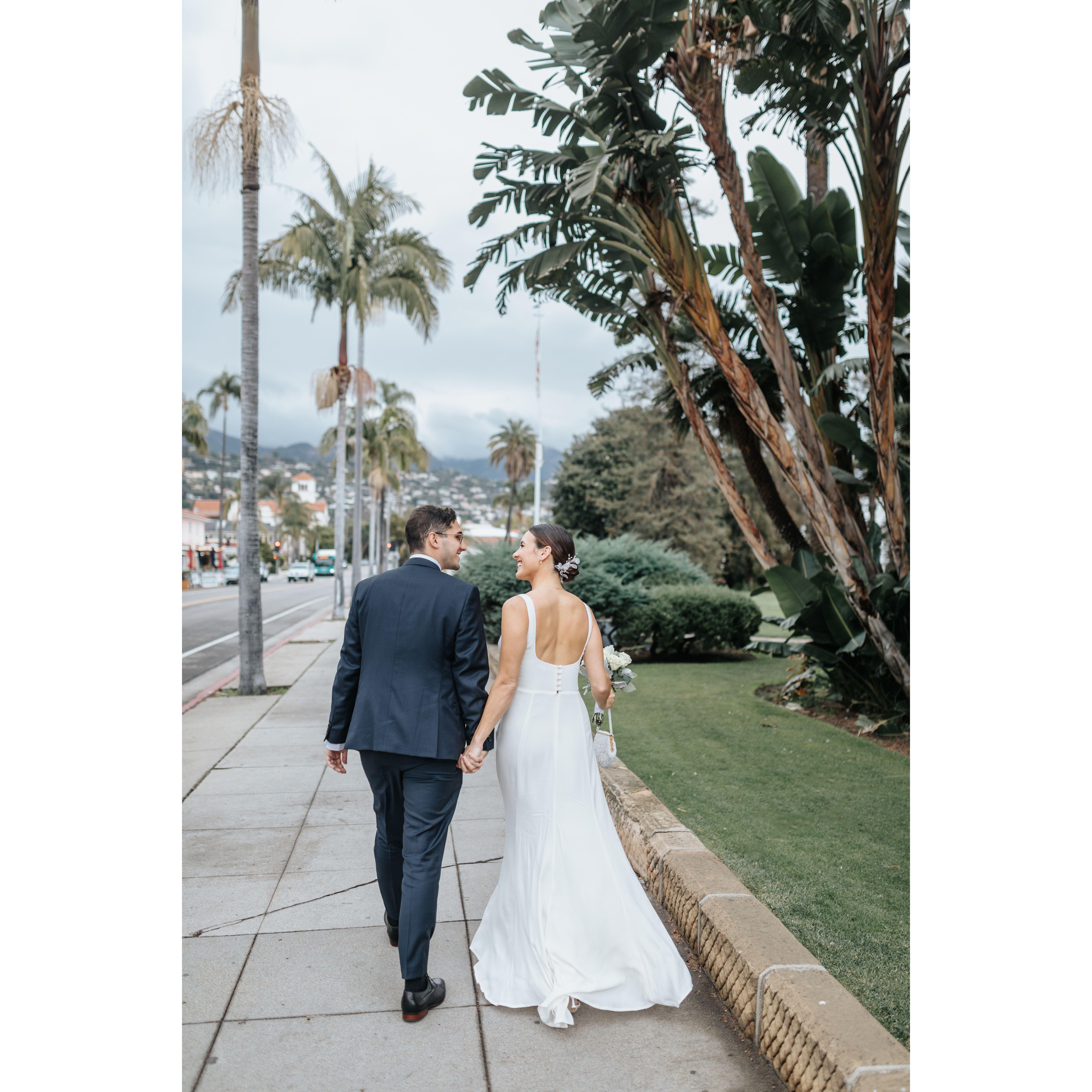 Walking to the sunken garden behind the courthouse for our ceremony.