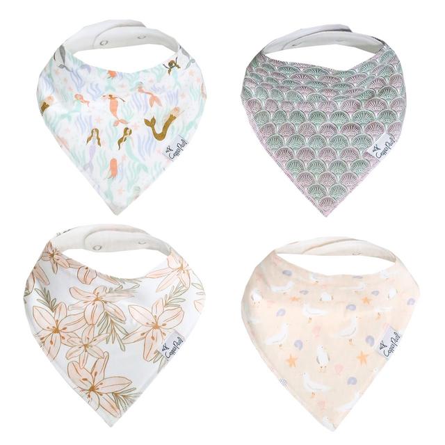 Baby Bandana Drool Bibs for Drooling and Teething 4 Pack Gift Set “Coral” by Copper Pearl