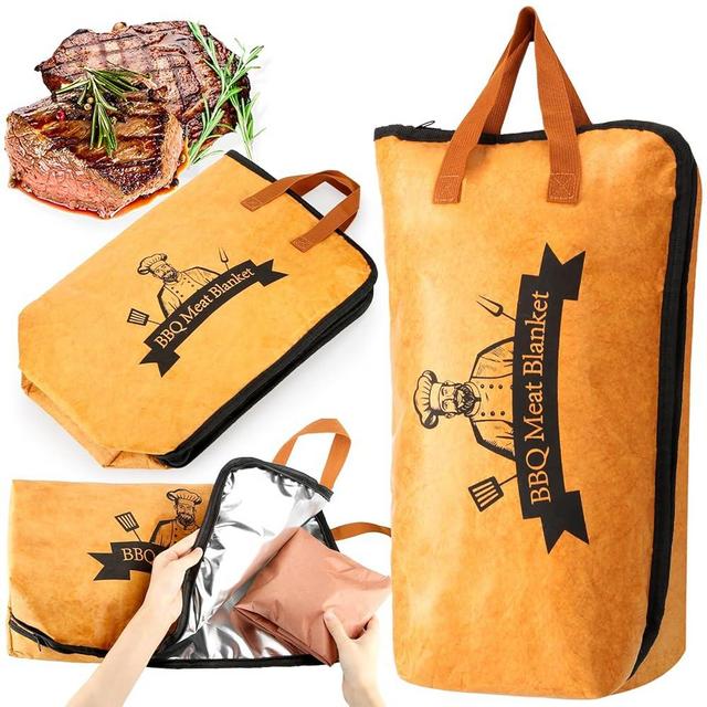 BBQ Blanket for Resting Meat,Smoker Meat Resting Blanket, Rusable Smoker Grilling Meat Insulated Resting Bag with Wide Mouth for Large Brisket/Pork Shoulders/Turkeys,Gifts for Men (BBQ Blanket 21in)
