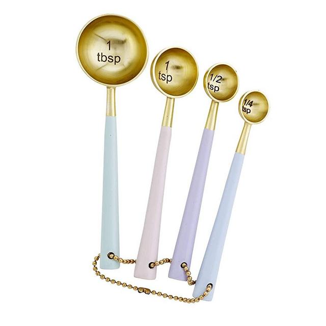 Creative Brands 47th & Main Measuring Spoon Set, 4-Pieces, Pastel Multi & Gold