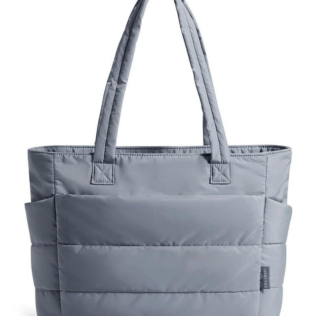BAGSMART Tote Bag for Women, Lightweight Puffy Tote Bag with Compartments Shoulder Bag Handbag for Travel, Work, Gym | Lightweight, Puffy, Quilted, for Travel, Work