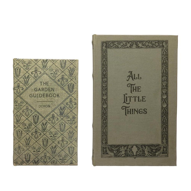 Creative Co-Op MDF & Canvas Book, Set of 2 All The Little Things Storage Box, Natural, 2