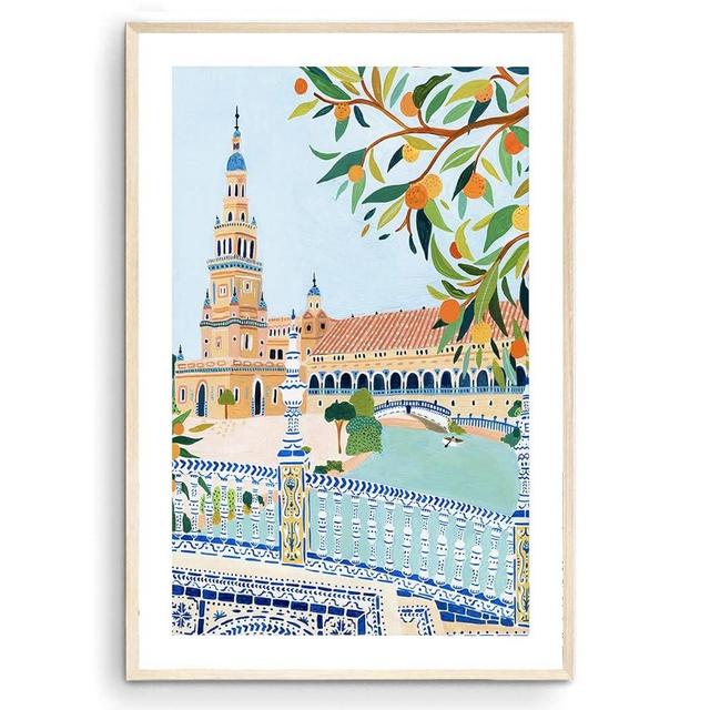 Nationcog Seville Art Print, Spain Art Print, Plaza De Espana, Seville Poster, Travel Gift, Travel Poster, Europe Print, Housewarming, Home Decor (Unframed) (9x11)