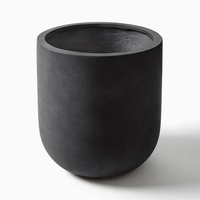 Radius Ficonstone Indoor/Outdoor Planter, Small, 12"D x 11"H, Black