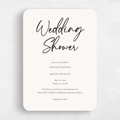 White Rounded Wedding Wedding Shower Invitation - Santorini Type