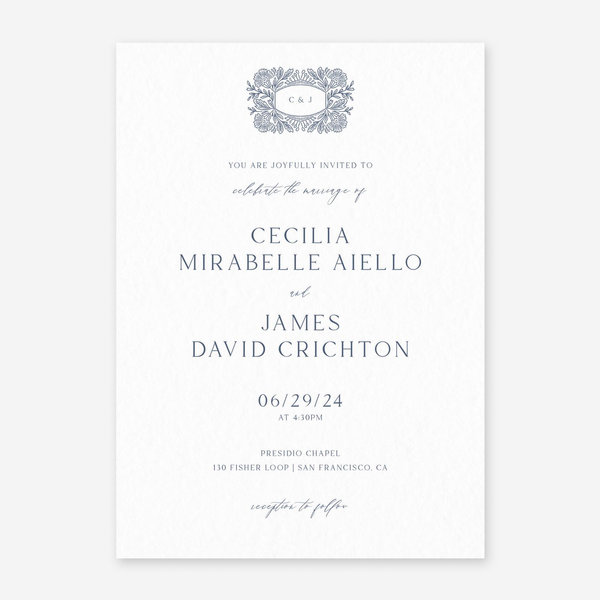 Caleania Classic Letterpress | Navy | Zola Wedding Invitations