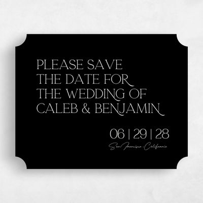Black Ticket Wedding Save the Date - Hasbrouk Landscape