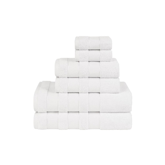 American Soft Linen Salem 6 Piece Towel Set, 100% Cotton Bath Towels for Bathroom, White