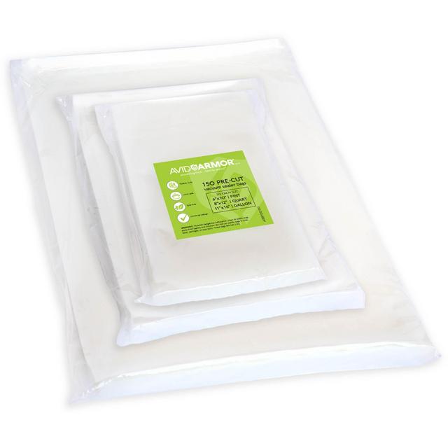 Avid Armor 150 Pre-Cut Vacuum Sealer Bags, Pints (6"x10"), Quarts (8"x12") & Gallons (11"x16") 50 Each - Food Saver & Money Saver BPA Free & Sous Vide Safe