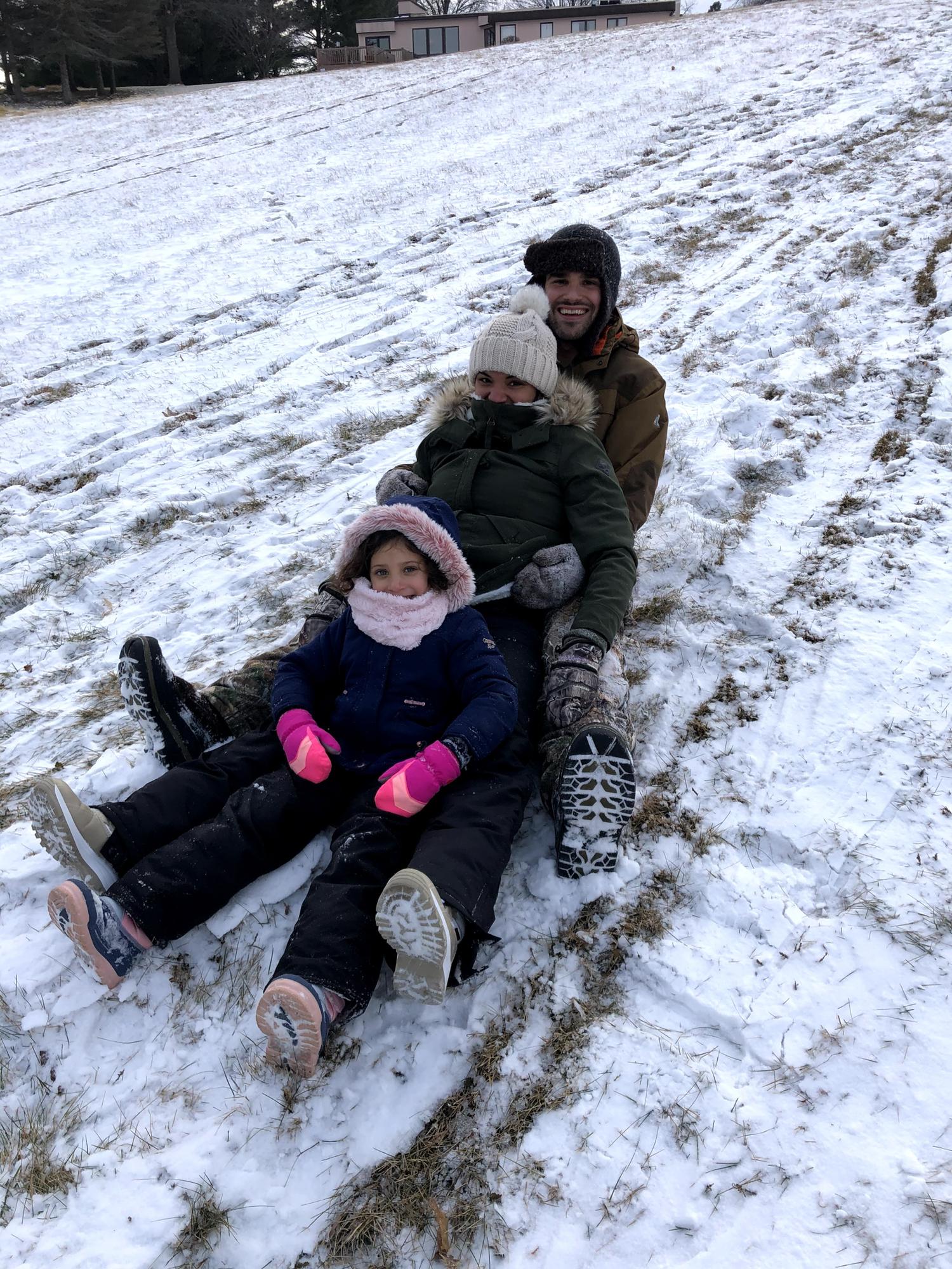Ana and Sophia's first time sledding! Dec 27th, 2020