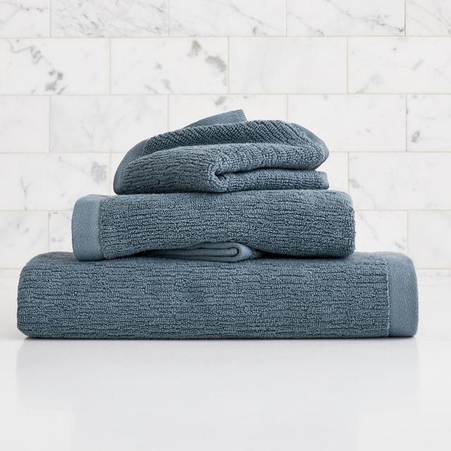 Organic Quick-Dry Textured Towel Set, Ocean, Set of 3