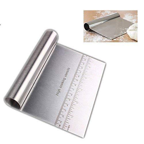 Pro Dough Pastry Scraper/Cutter/Chopper Stainless Steel Mirror Polished with Measuring Scale Multipurpose- Cake, Pizza Cutter - Pastry Bread Separator Scale Knife