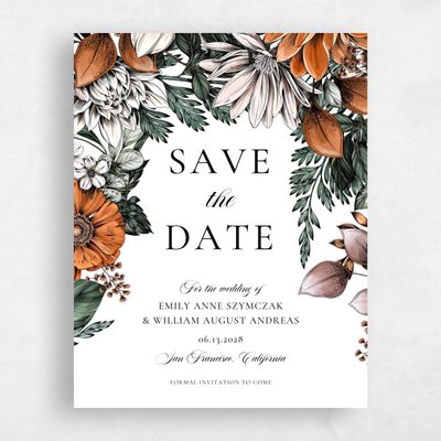 Orange Wedding Save the Date - Gardner Bloom