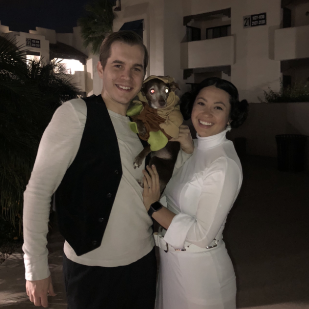 Halloween 2018 we went as Han Solo, Yoda, and Princess Leia.