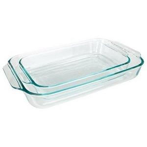 Pyrex 1107101 Basics Clear Oblong Glass Baking Dishes, 2 Piece Value Plus Pack Set