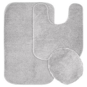 Garland Rug - Garland 3 Piece Glamor Nylon Washable Bath Rug Set - Platinum Gray