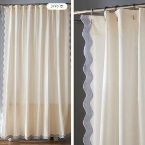 Maeve by Anthropologie Embroidered Scalloped Cotton Shower Curtain