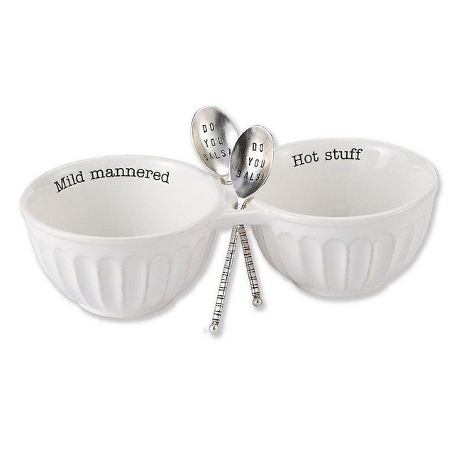 Ceramic & Silver Salsa Double Dip Set