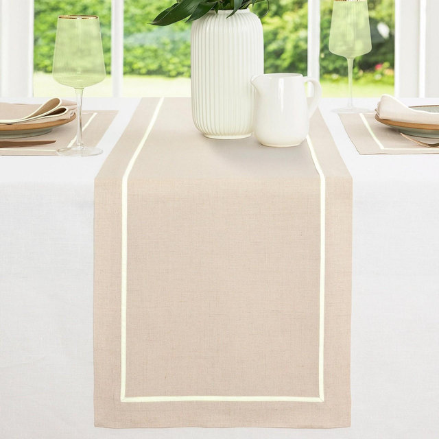 Solino Home Linen Natural Table Runner 14 x 48 Inches - Kensington
