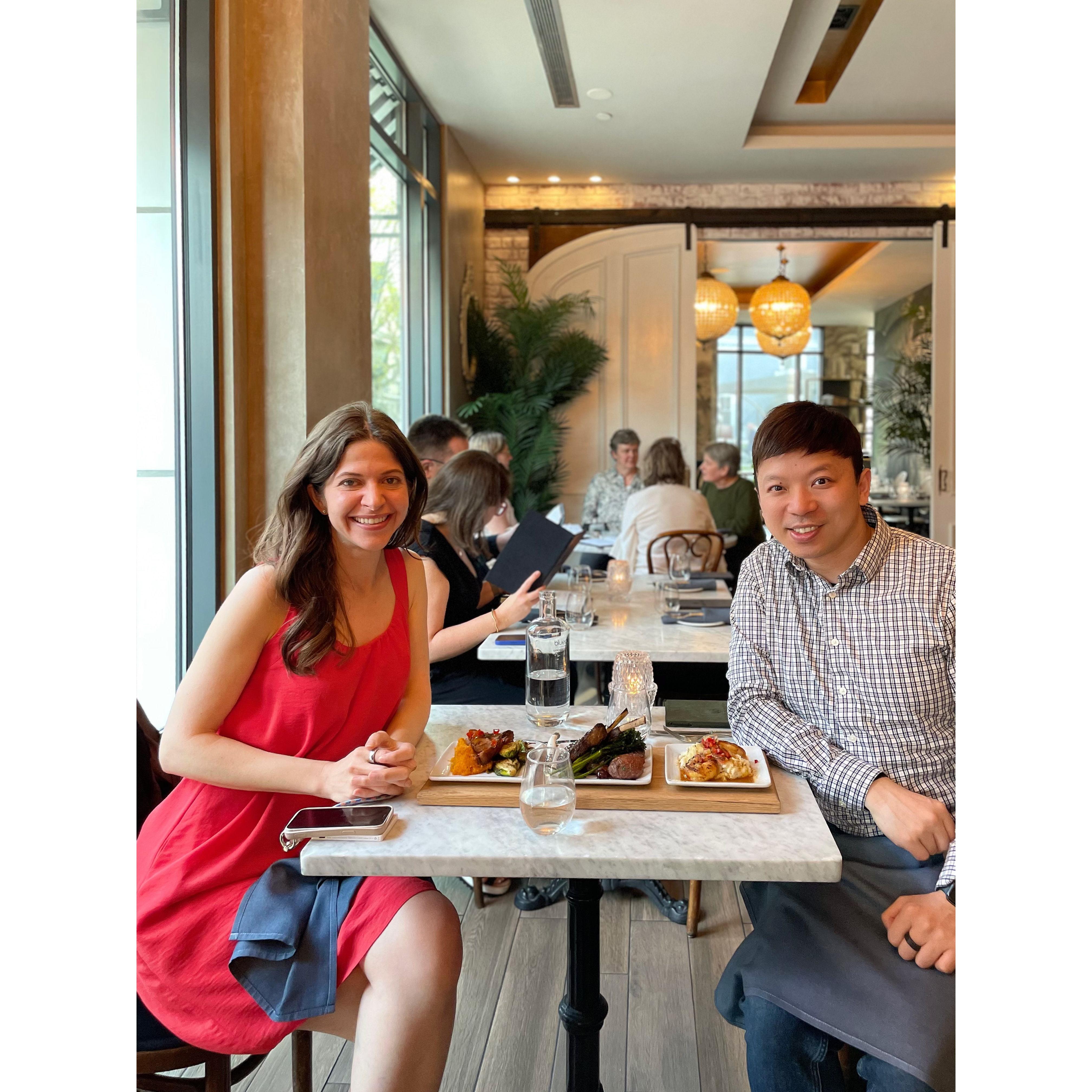 Celebrating Amy's birthday in our second year together!