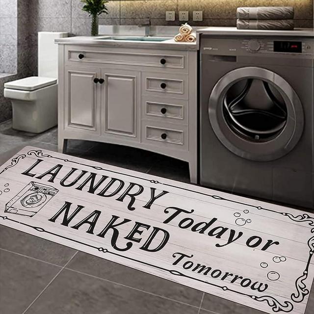 Falflor 20"X59" Farmhouse Laundry Room Rug Runner Non Slip Waterproof Laundry Floor Mat Durable Entrance Rug Area Rug for Kitchen Washhouse Hallway Entryway(Light)