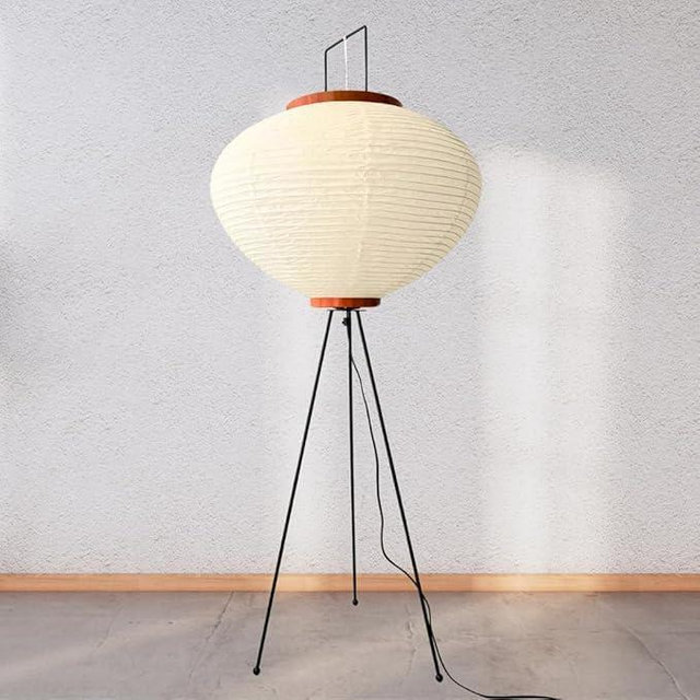 Japanese Decor Lantern • Cozy Japandi Style Light • Rice Paper Ambient Lamp • Off-White Floor Lantern