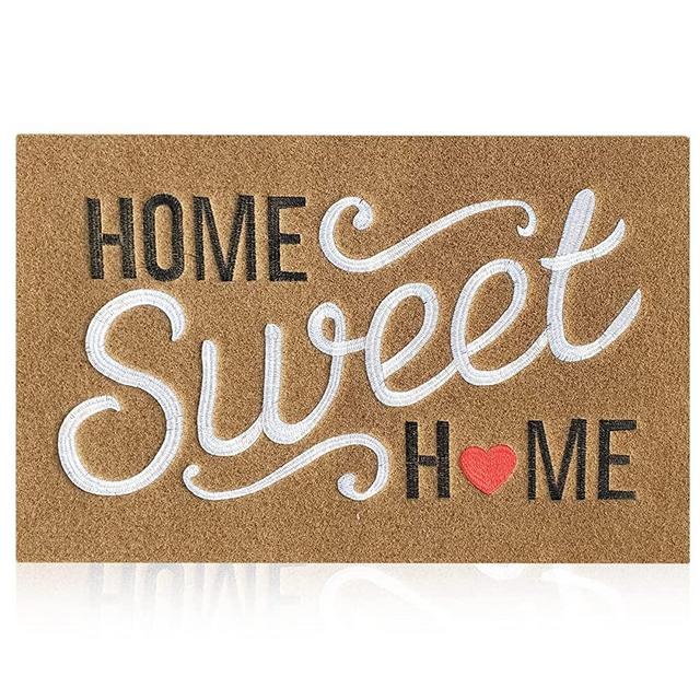 AZZKANG Brown Doormat Large 36"x24" Outdoor Indoor Home Sweet Home Welcome Mat with Non Slip Rubber Backing Ultra Absorb Mud Easy Clean Front Entrance Heavy Duty Rug
