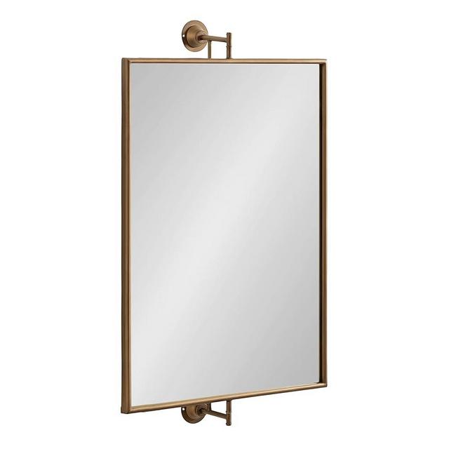 Kate and Laurel Darbridge Traditional Rectangle Pivot Mirror; 24 x 40; Antique Gold; Vintage Adjustable Rectangular Bathroom Wall Mirror for Use Horizontally or Vertically