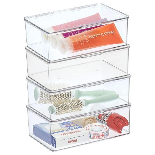 Geekdigg Glass Rectangular Caddy Storage Shelves With Aluminum Brackets -  Set Of 2- Transparent : Target