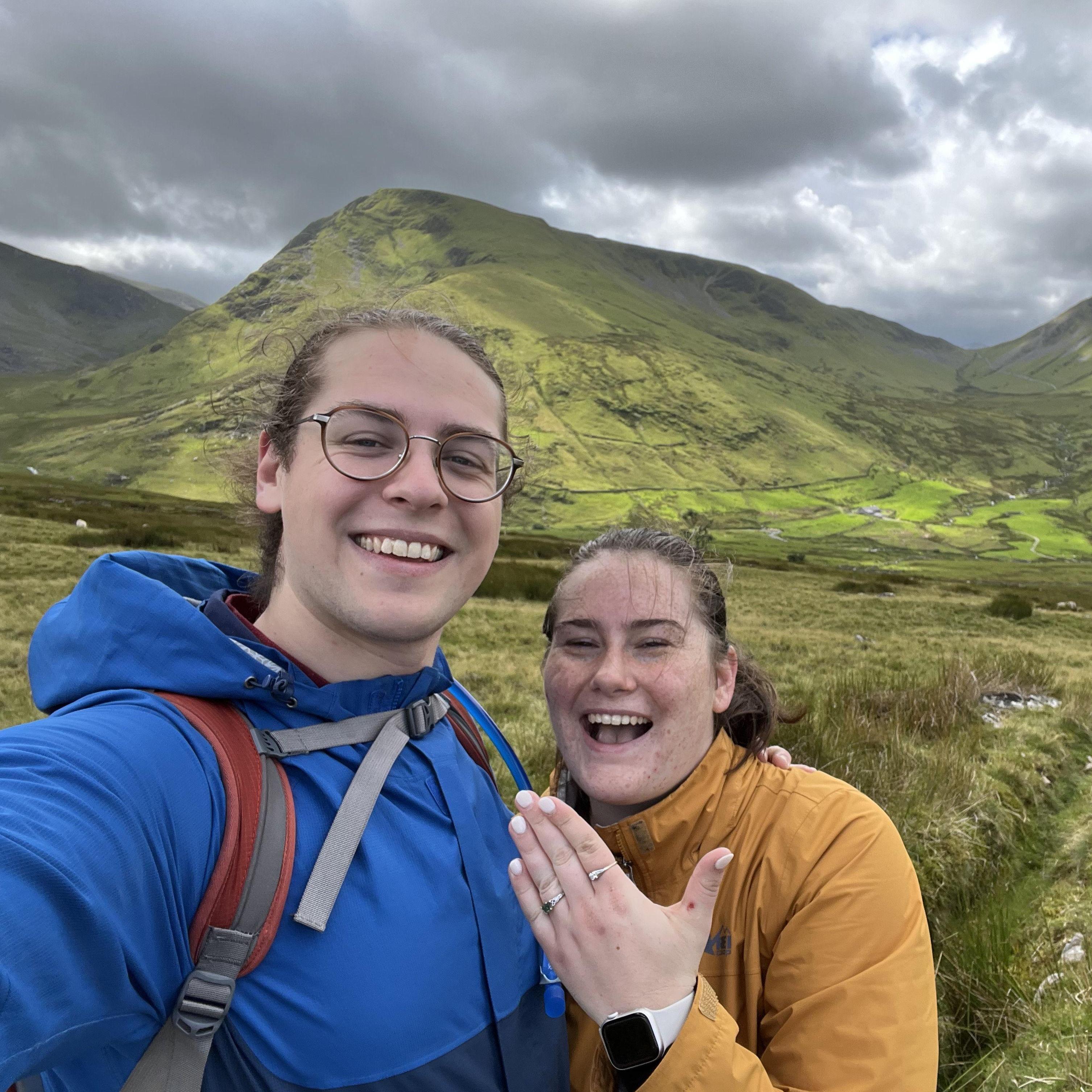 A few days after we got engaged, climbing up Yr Wyddfa in Wales.