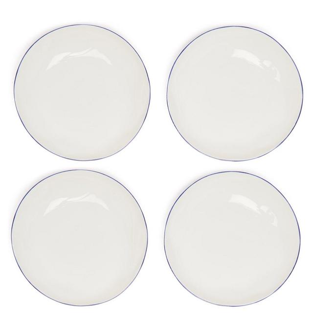 Feldspar Set of four painted-rim fine china pasta bowls