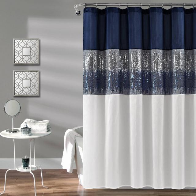 Night Sky Shower Curtain Navy/White - Lush Décor