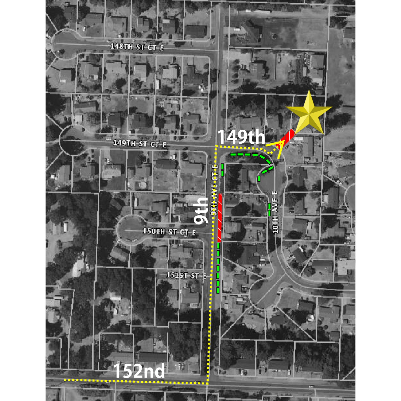 Need an idea of where to park? Check out our map of the neighborhood. Green squares are parkable (even up on the grass). We promise they are part of the right of way. Heather has checked. 