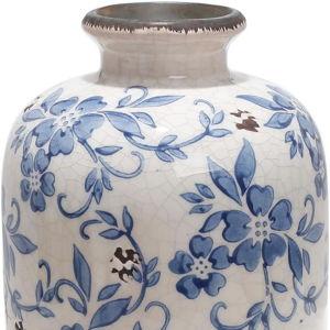 Blue and White Ceramic Flower Vase, French Decor, for Living Spaces, Various Rooms 7.4" H