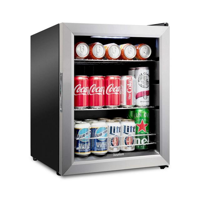 Ivation 62 Can Small Refrigerator & Beverage Cooler, Stainless Steel