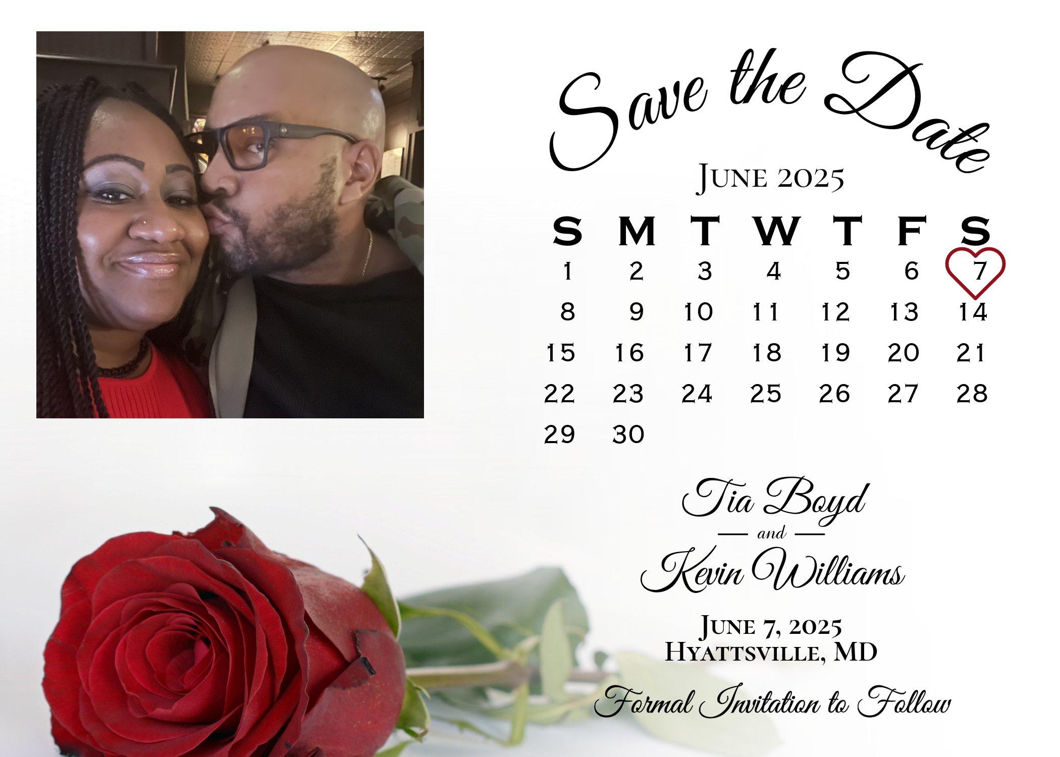 The Wedding Website of Kevin Williams and Tia Boyd