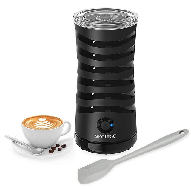 Secura Electric Milk Frother, Automatic Milk Steamer, 4-IN-1 Hot & Cold Foam Maker-8.4oz/240ml Milk Warmer for Latte, Cappuccinos, Macchiato with Silicone Spatula, Silent Working & Automatic off