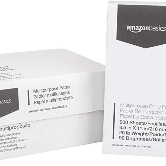 AmazonBasics Multipurpose Copy Printer Paper - White, 8.5 x 11 Inches, 3 Ream Case (1,500 Sheets)