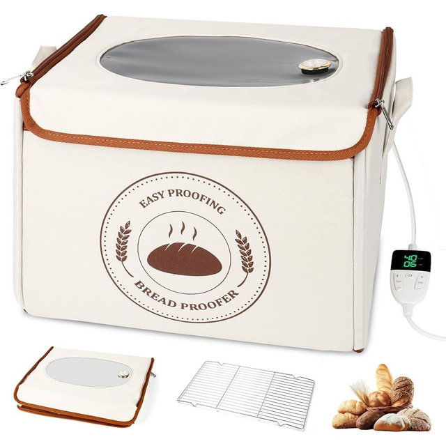 Bread Proofing Box with 6 Temperature Settings(50-122℉) & 48H Timer, Foldable Dough Proofer with Metal Rack, Folding Sourdough Proofing Box for Bread Baking, Pizza, Yogurt, Kombucha, Wine