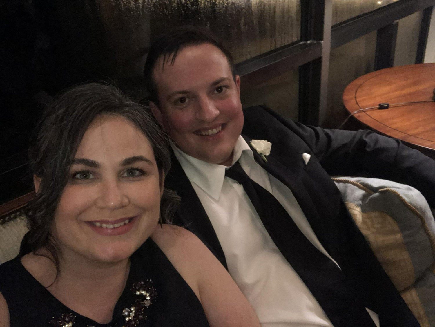 At Tom's sister's wedding, June 2018 (Leigh Anna, to her now husband Andrew)