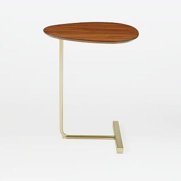 Charley C-Side Table: Walnut / Antique Brass