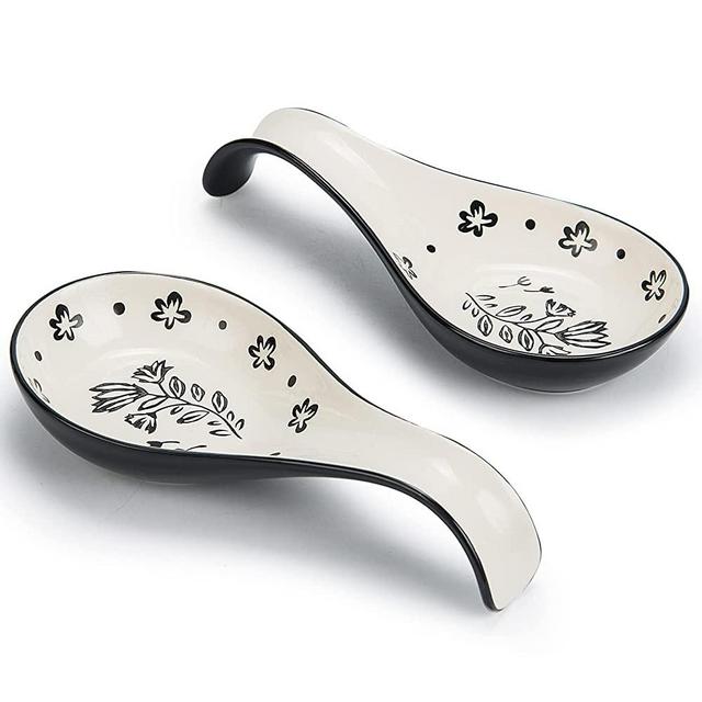 Wisenvoy Spoon Rest Spoon Holder for Stove Top Ceramic Spoon Holder Porcelain Spoon Rest for Kitchen Counter