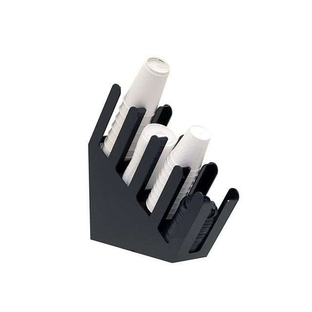 Mind Reader Fancy Cup and Lid Holder, 4 Compartment, Acrylic Black