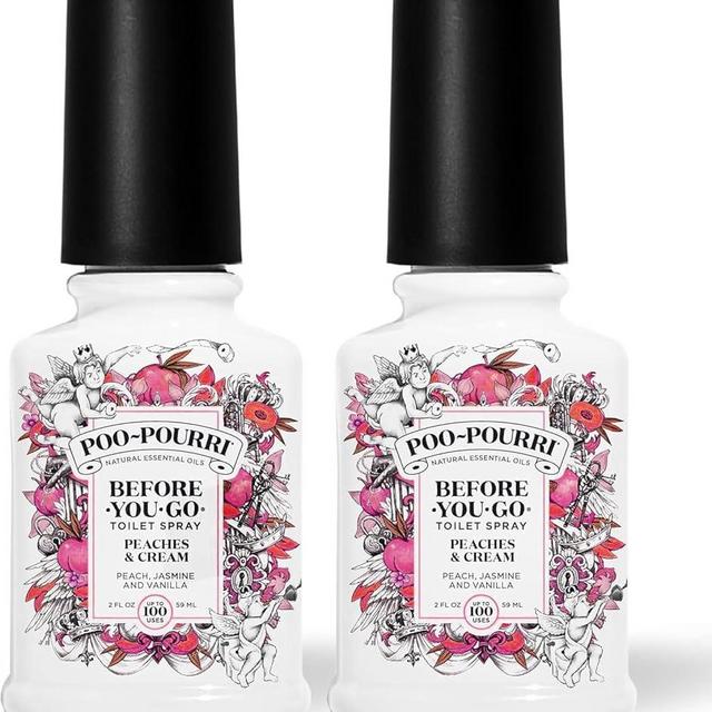 Poo-Pourri Peaches and Cream 2 Ounce Peach, Jasmine & Vanilla Pack of 2