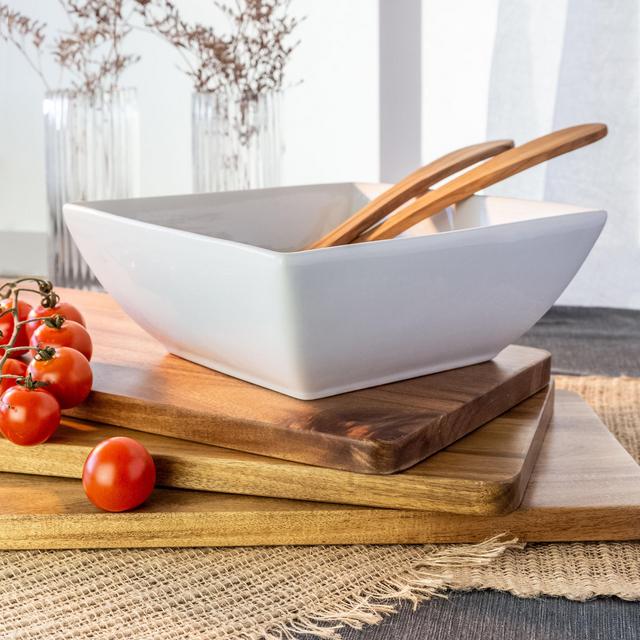 Better Homes & Gardens Square Bowl and Platter Set, White