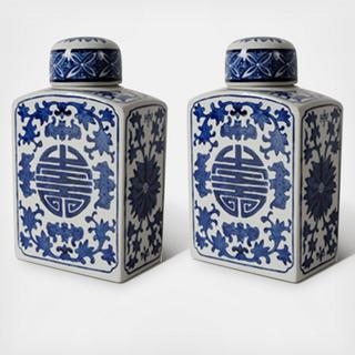 Ren Rectangular Lidded Jar, Set of 2