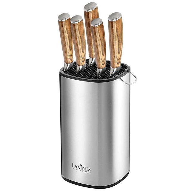 Universal Knife Block, Stainless Steel Knife Holder, Knife Organizer, Modern Rectangular Design, 8.5” by 5”