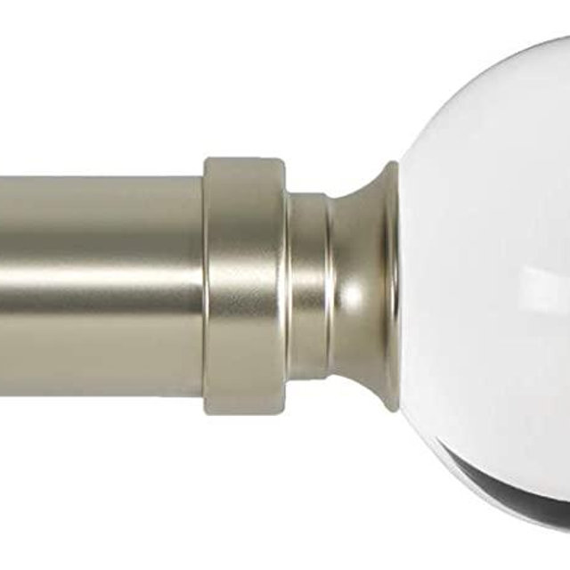 Ivilon Drapery Treatment Window Curtain Rod - Acrylic Ball 1 inch Pole 72 to 144 Inch. Satin Nickel