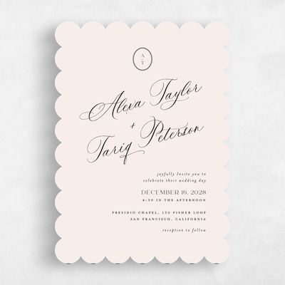 Beige Scalloped Wedding Invitation - Gavina Classic