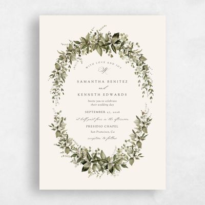 Linen, Beige Wedding Invitation - Elowen Classic
